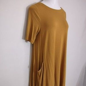 Sigrid Olsen Mustard Yellow Summer Casual Dress with Pockets Medium